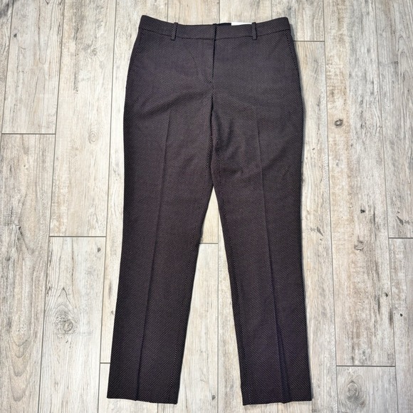 Ann Taylor Pants - Ann Taylor The Ankle Pants 10 Tall Maroon Burgundy Dot Mid Rise Slim Textured